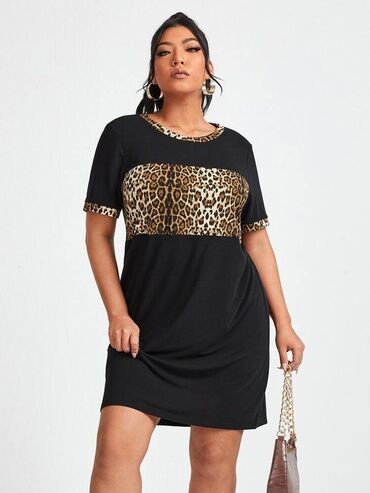 haljina beli vez: 2XL (EU 44), color - Black, Oversize, Short sleeves