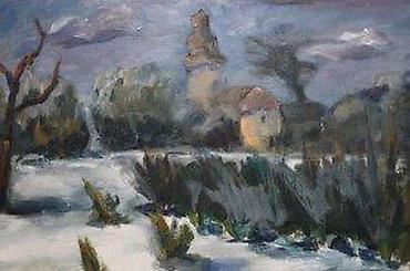 za kucu: SLIKA PEJZAŽ ZIMA, IMPRESIONIZAM, ULJE NA PLATNU, 40 X 50 | Slika sa — 5