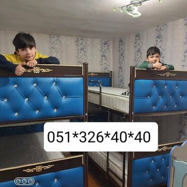 İkimərtəbəli uşaq çarpayıları: Oğlan və qız üçün, Yeni, Çarpayı, Matras ilə, Siyirməsiz, Taxta — 20