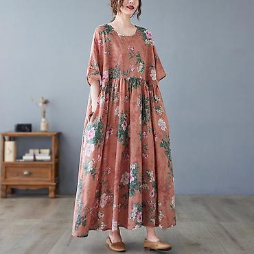 Платья: Оптом и в розницу штапельные платья свободного кроя с кармашками — 2