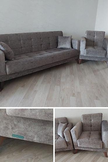 embawood ofis mebelleri: L🅰/ açılan, bazalı Embawood divan, 2 kreslo dəsti. Qiymətə ENDİRİM — 1