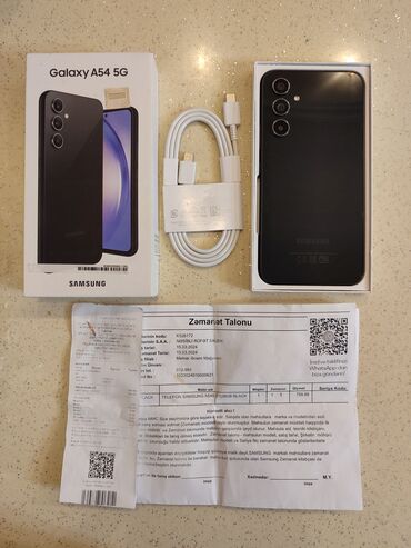 samsug s10: Samsung Galaxy A54 5G, 128 GB, rəng - Qara, Zəmanət, Sensor, Barmaq izi