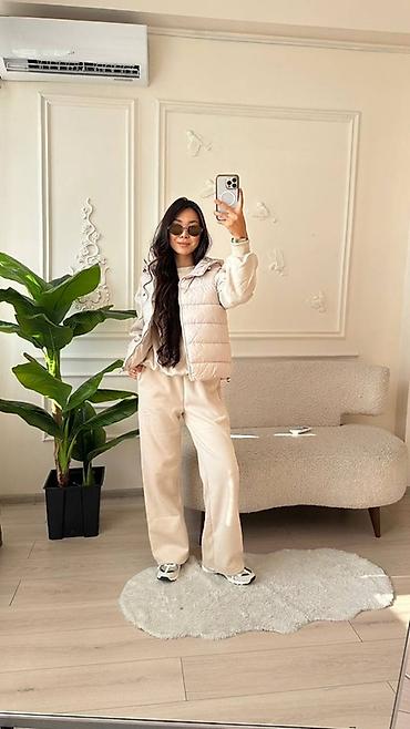 oversize: Стильный женский комплект тройка✨: утеплённый стёганый жилет с — 2