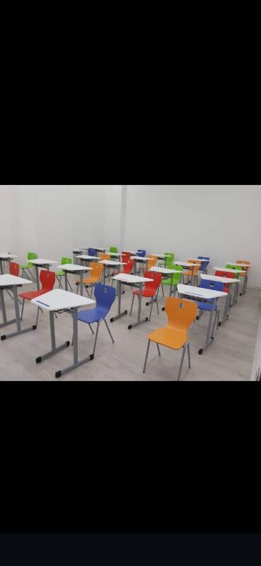 Uşaq masaları: Oğlan və qız üçün, Yeni, Siyirməsiz, Parta, Stullar ilə — 10