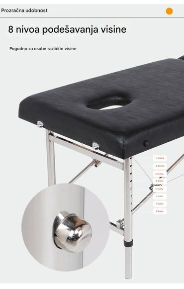 Medicinski nameštaj: Prenosivi sklopivi masažni sto – metalna konstrukcija - Dimenzije — 2