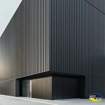 Фасадные работы: Современный двухэтажный дом с плоской крышей и панорамными окнами. - — 22