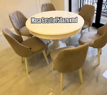 pastel dest: Dəyirmi yemək masası və 6 stul dəsti - Masa: klassik dəyirmi forma — 2