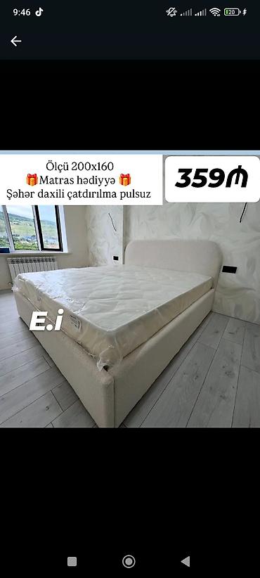 taxt demiri: İki nəfərlik yumşaq başlıqlı çarpayı - Ölçü: 200x160 sm - Dəst — 1