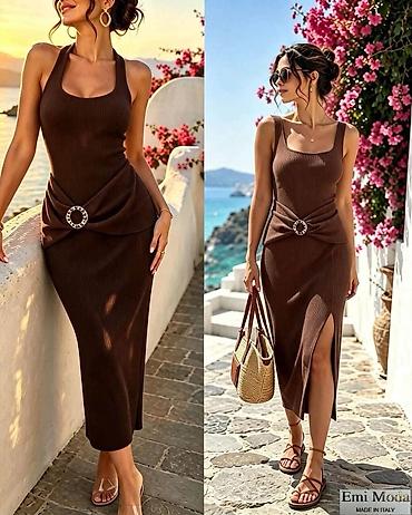 baletanke devojcice: Ribana midi haljina Emi Moda – Made in Italy - Elegantna, pripijena — 2
