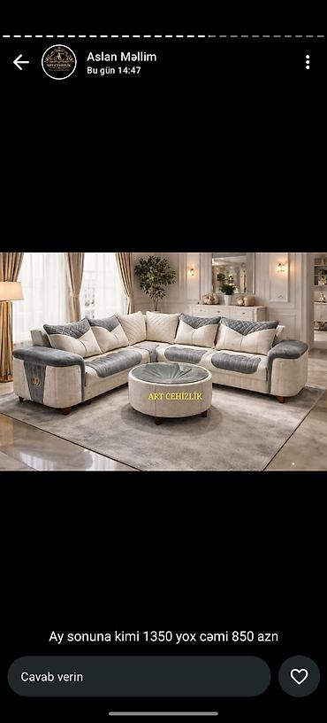 Sifarişlə divan dəstləri: Luks dizaynlı künc divan dəsti - Klassik və modern interyerlərə — 9