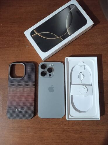 айфон cs: IPhone 16 Pro, Б/у, 128 ГБ, Natural Titanium, Защитное стекло, Чехол, Коробка, 100 %