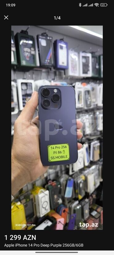 poco x7 pro qiymeti: IPhone 14 Pro, 256 GB, Deep Purple
