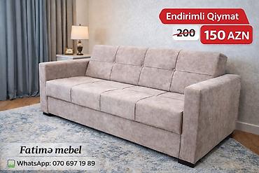divanlar kreditle: Bej rəngli 3-yerlik divan - Yumşaq, toxumalı parça üzlük - Rahat — 1