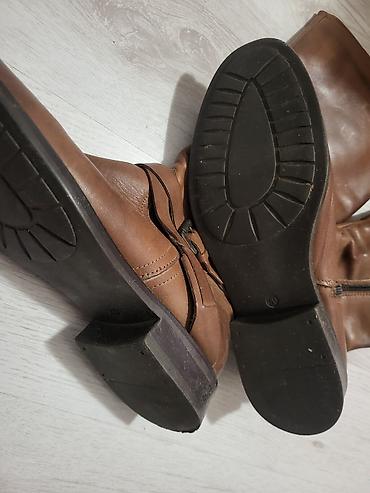 martens cena: Ženske kožne čizme do kolena – braon - Materijal: prirodna koža — 5
