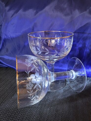 Čaše: Case kristal,rucni rad,gravura za dvoje 0,5 L,univerzalne iz 70ih — 1