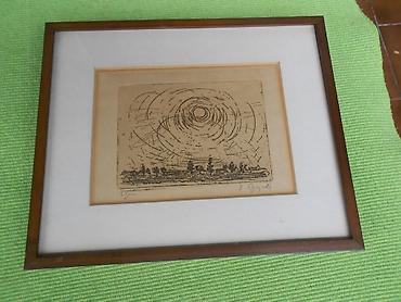 torba za dokumente: Boža Prodanović - Pejzaž. Crtež, uramljen. 30x25cm. Original. Šaljemo — 1