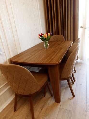 acilan stol: Qonaq otağı üçün, İşlənmiş, Açılan, Oval masa, 4 stul, Azərbaycan