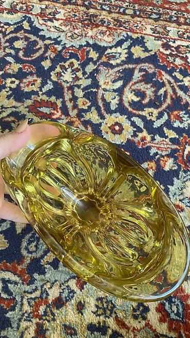 meyve qablar: Sarı tonlarda üfürülmüş şüşə dekor qab - Material: qalın, şəffaf — 3