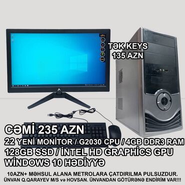 Masaüstü kompüterlər və iş stansiyaları: Masaüstü Kompüter "Qori DDR3 1155 H61/G2030/4GB Ram/128GB SSD" Ofis