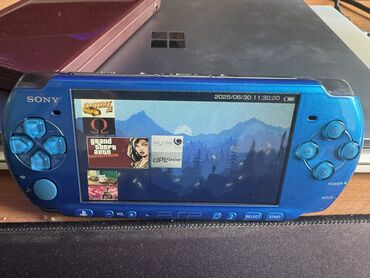 игровой руль для пк: PSP 3000, синяя (корпус родной, не алиэкспресс), прошита ark4, карта