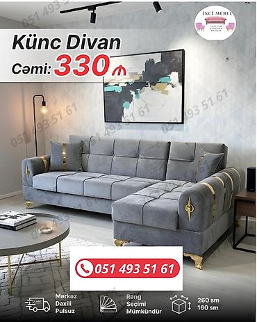 Divanlar: Künc divan, Yeni, Açılan, Bazalı, Parça, Şəhərdaxili pulsuz çatdırılma — 4
