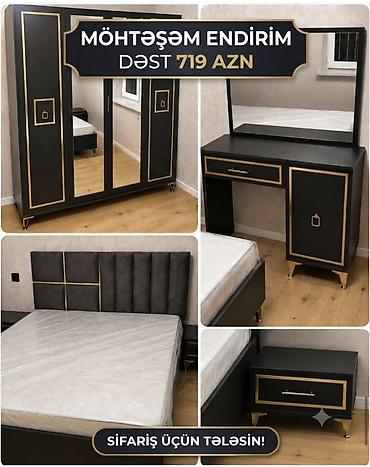Yataq otağı mebel dəsti – qara və qızılı detallı, modern dizayn lalafo.az -da Yataq otağı mebel dəsti – qara və qızılı detallı, modern dizayn