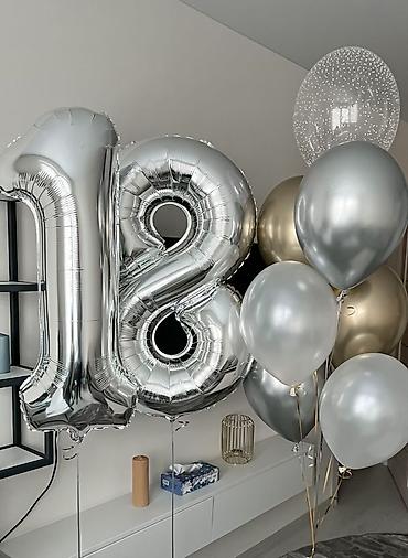Воздушные шары и принадлежности: Фольгированные шары-цифры для оформления праздника ОПТОМ 50 СОМ В — 1