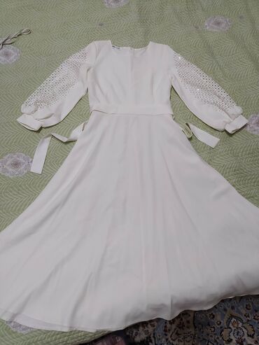 шелковое платье: Вечернее платье, Креп, С рукавами, Камни, M (EU 38)