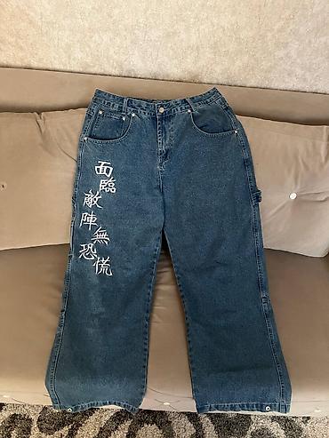 bootcut jeans: Джинсы из плотного синего денима с вышивкой - Свободный прямой крой — 4
