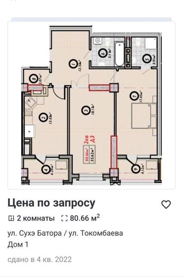 Продажа квартир: 2 комнаты, 80 м², Элитка, 2 этаж, ПСО (под самоотделку)