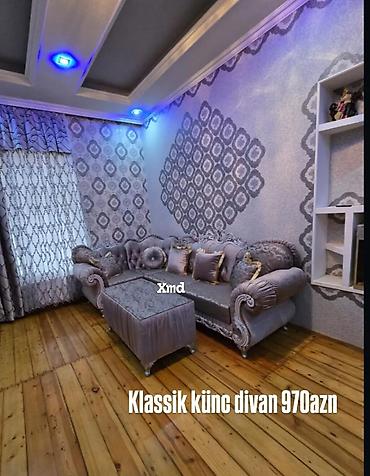 пуф мебель: Klassik üslubda künc divan dəsti. - Rəng: boz-gümüş tonlarında, zərif — 1