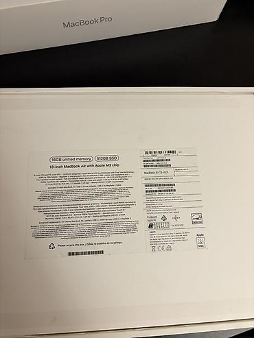 apple macbook: Apple MacBook Air 13" M3 Çox az təzə alınanda istifadə olunub pil — 4