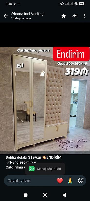 *Dəhliz dolabı 319Azn 💥ENDİRİM* ✔️Rəng seçimi var *Çatdırılma və