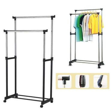 Кофеварки и кофемашины: Двойная напольная стойка для одежды Double-Pole Telescopic Clothes