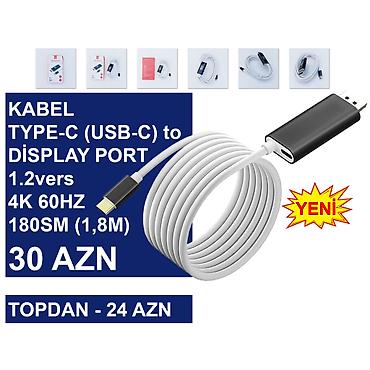 Digər kompüter aksesuarları: Type-C Kabellər ⭐Type-C (USB-C) to Display Port 1.2vers 1,8m 4K 60HZ – — 3