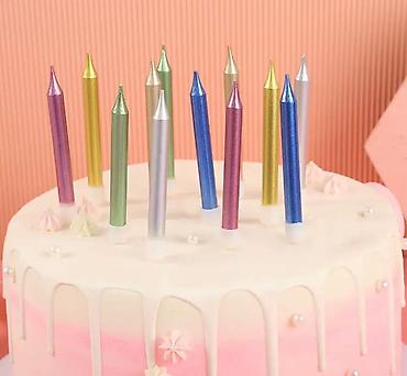 Свечи для торта: Праздничные свечи для торта “Happy Birthday” - Набор тонких — 3