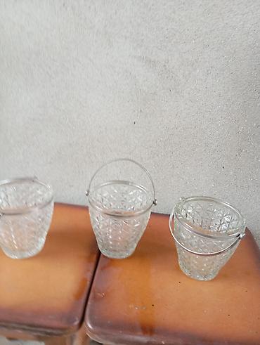 qab qacax: Şüşə buz vedrələri – 3 ədəd dəst - Material: qalın, şəffaf şüşə - — 1