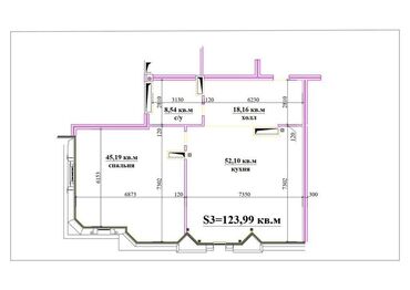 Офисы: 3 комнаты, 124 м², Элитка, 8 этаж, ПСО (под самоотделку)