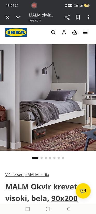 Kreveti: IKEA MALM Krevet — 50 € Prodaje se polovan IKEA MALM krevet u beloj — 3