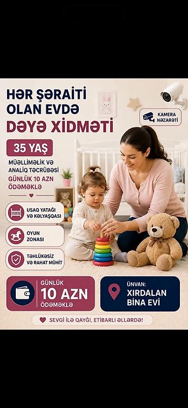baxçada dayə iş elani: Aileliyem! yoldawim iwden eve 9 da gelir! iw saati 9 a qederdi!!! Daya — 1