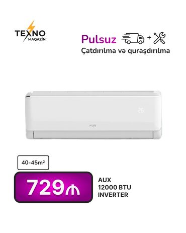Kondisionerlər: Kondisioner AUX, 40-45 kv. m, Split sistem, Pulsuz quraşdırılma