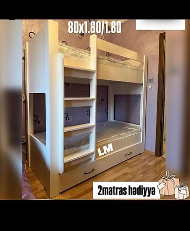 taxta nərdivan: İki mərtəbəli uşaq çarpayısı - Ölçü: 80 x 180 (hər mərtəbə üçün) - — 1