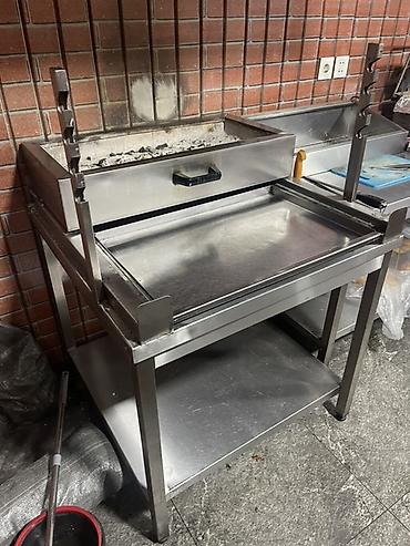 Peşəkar paslanmayan poladdan mangal və sac/grill masası dönər -