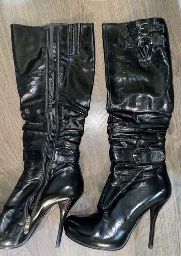 Çəkmələr: Qadın dəri çəkmə! – Calipso Vivace - Rəng: qara, parlaq fakturalı. - — 7