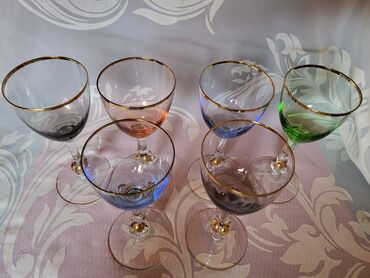 Čaše: Case za vino kristal,rucni rad Bohemija 1950godina +. Case komada 6 — 14