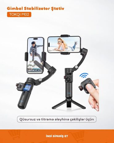 Digər foto və video aksesuarları: Gimbal Stabilizator Ştativ TOKQI M02 🔸 Qüsursuz və titrəmə əleyhinə