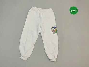 Spodnie: Spodnie, 5 lat, wzrost - 110 cm., wzór - Kwiatowy, kolor - Biały