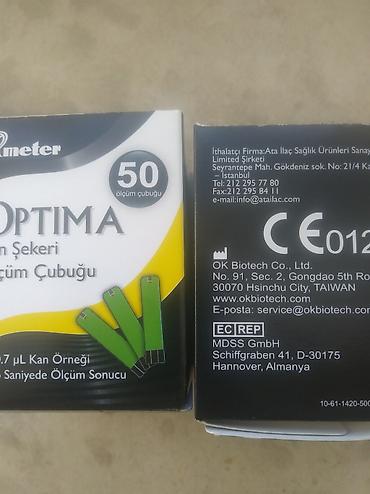 Qlükometrlər: Şəkər ölçüm stripi.Optima qanda şəkər ölçmə cihazı üçün çubuqlar.50 — 6