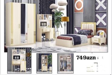 Masa və oturacaq dəstləri: Oğlan və qız üçün, Yeni, Təknəfərlik çarpayı, Yazı masası, Dolab, 2 tumba