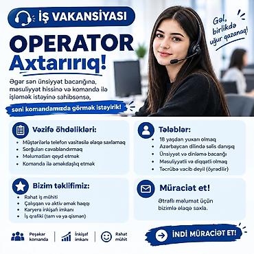 satici is elani: Çağrı mərkəzi operatoru tələb olunur, Təcrübəsiz — 1